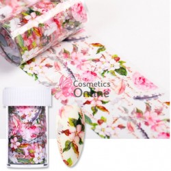 Folii de transfer, folie de unghii cu Frunze cu flori color F021BB